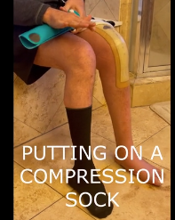 FOLDING PLASTIC COMPRESSION SOCK AID WITH SINGLE SPRING ASSIST.  CREATIVE SELF CARE SOLUTIONS Folding hard sock aid helps open the sock.