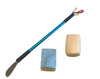 Shoe and Sock Dressing Aid with two attachable Bathing Sponges
