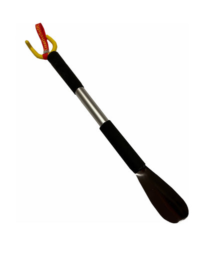 CSCS Multi-use Dressing Stick with Patented Adaptive Clothing Claw and Long Handled Steel Shoe Horn (Traveler Model)