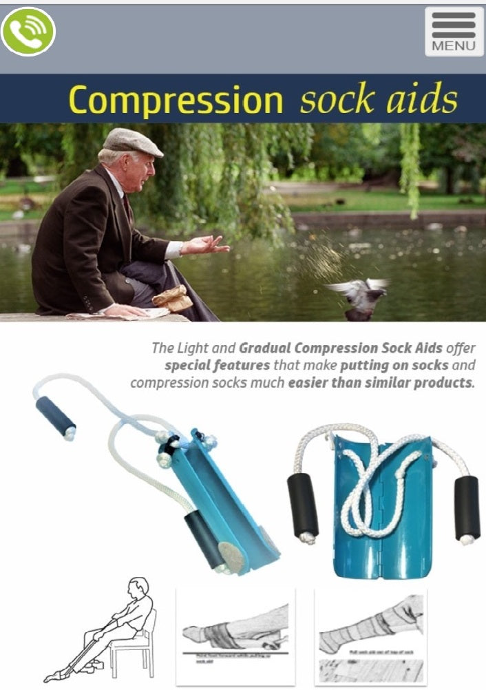 FOLDING PLASTIC COMPRESSION SOCK AID WITH SINGLE SPRING ASSIST.  CREATIVE SELF CARE SOLUTIONS Folding hard sock aid helps open the sock.